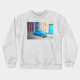 Blue Car On Streets Of Havana, Cuba Crewneck Sweatshirt